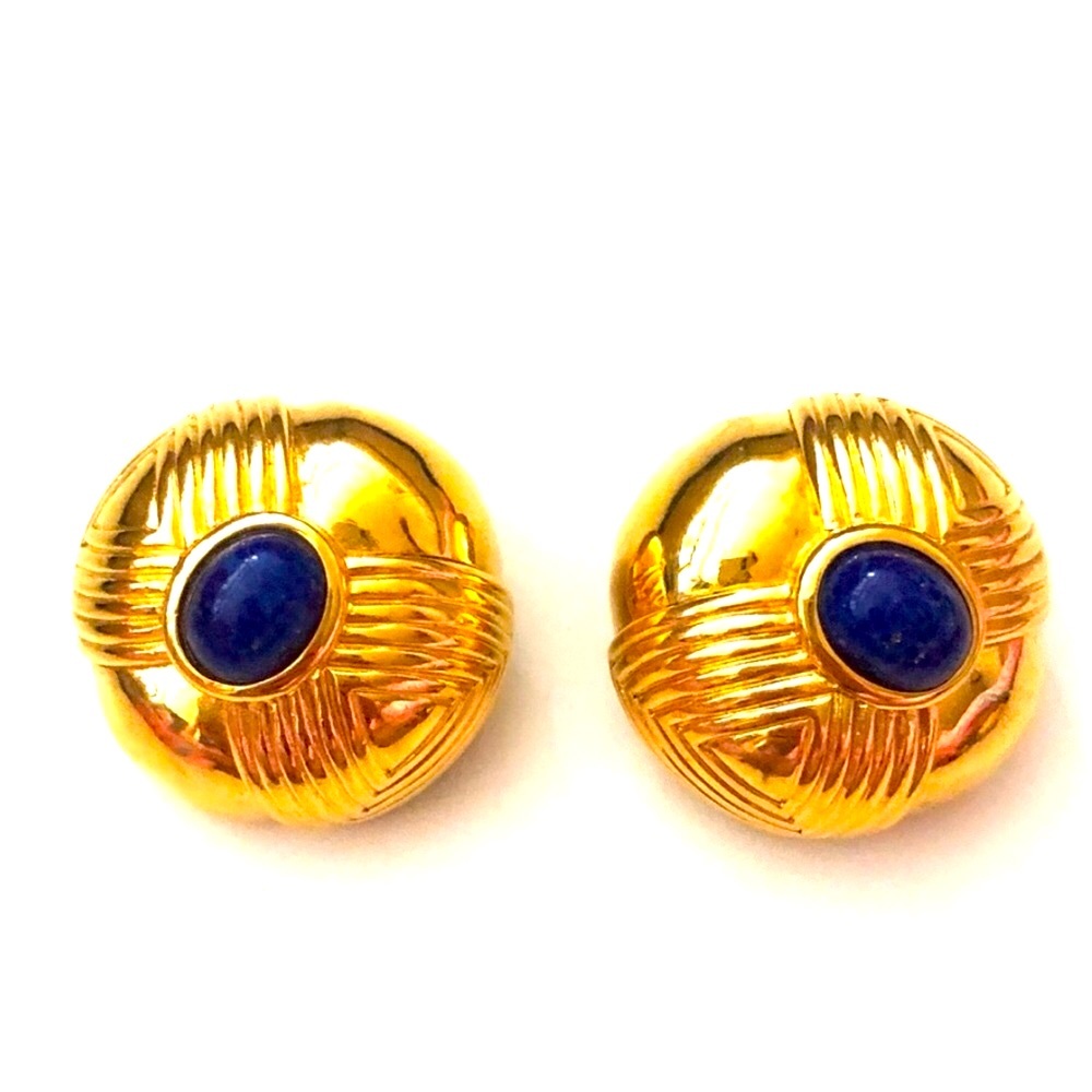 Elegant D’Orlan Gold and Blue Earrings